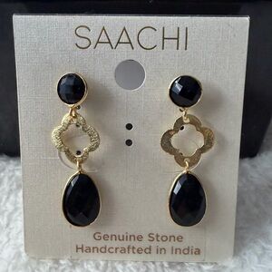 Saachi Quatrefoil Stone Drop Earrings NWT